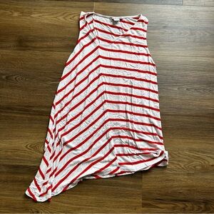 Willoughby Anthropologie Women Striped Sleeveless Tank Top XS Red Asymmetrical